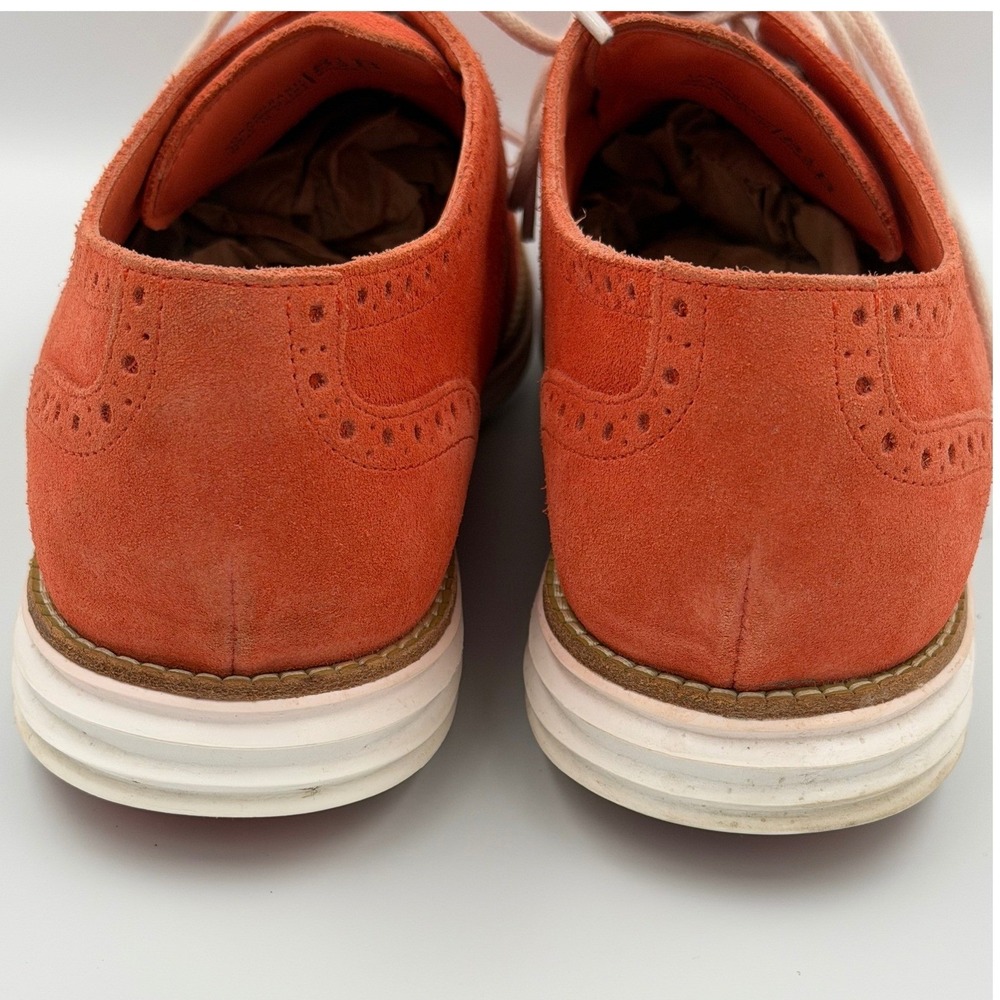 Cole Haan Womens Lunar Grand Wingtip Oxford 8.5 B Orange Suede Leather Shoes - Picture 4 of 8